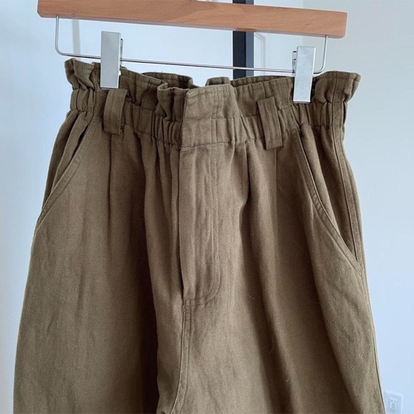 Apiece Apart Son Vida Wide-Leg Linen Organic Cotton Pants in Olive Green Large - Picture 9 of 10